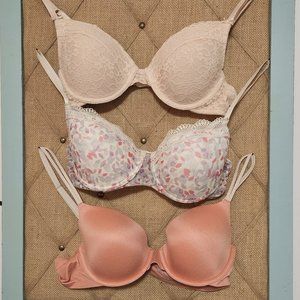 Pink, pink, and pink! Three bras: Aerie, Calvin Klein, 36B and 34C sizes
